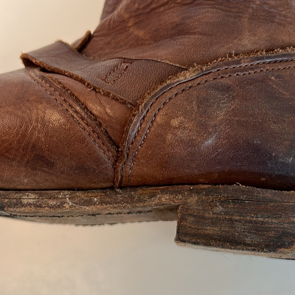 VINTAGE SHOE COMPANY WOMENS SHORT LEATHER BIKER RIDING BOOTS BROWN 7.5 - Picture 14 of 17